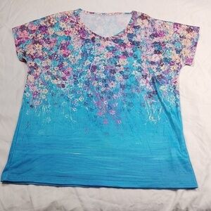 No name women's 2x floral v neck top